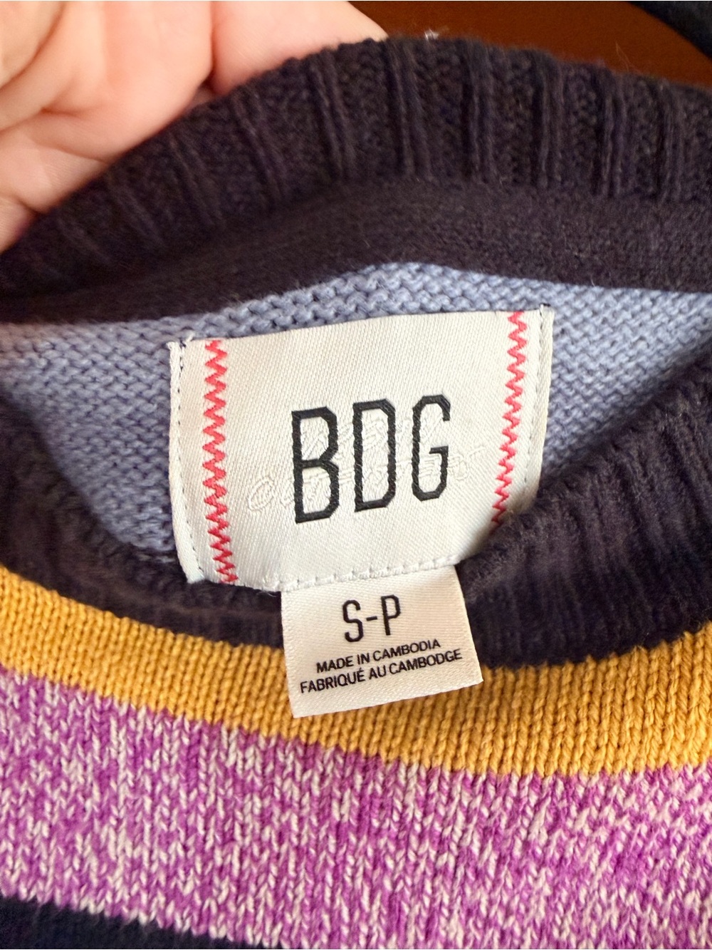 BDG Men’s Stripe Crew Neck Sweater Cotton Blend Size S Fall Layers Preppy - Picture 4 of 7